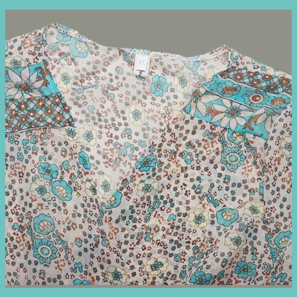 Front Slit Button Front Boho 3/4 Slv Lightweight - Picture 11 of 14